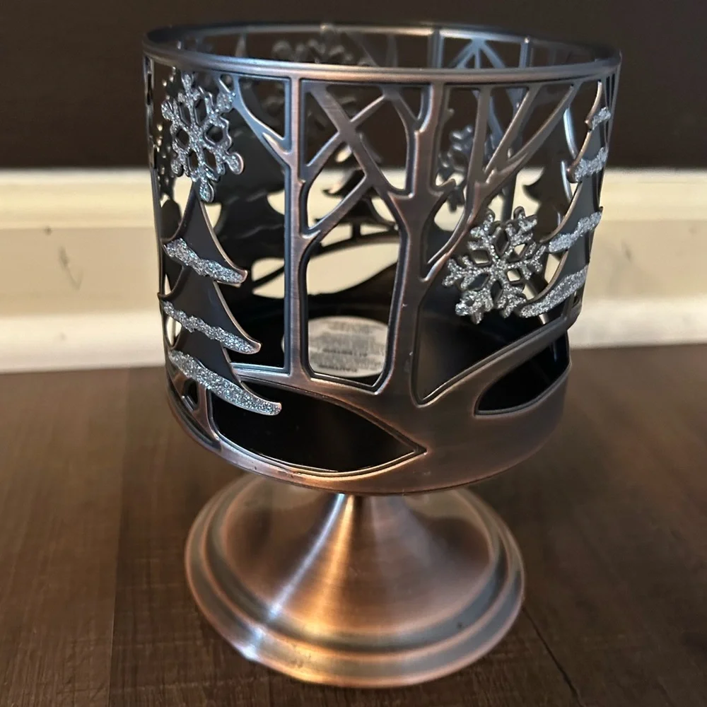 Bath and Body Christmas Deer Bronze Color 3 Wick Candle Holder Discontinued EUC